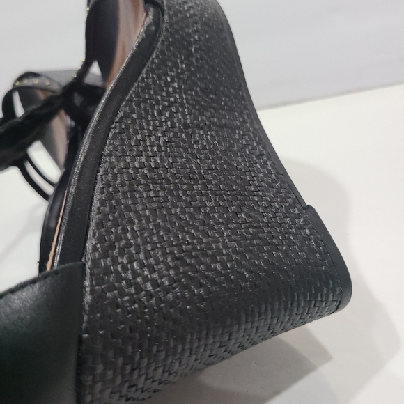 Lauren Ralph Lauren Quanita Elegant Black Wedge Sandals Sz.8 B 4 In.heel - Picture 4 of 6